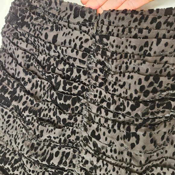 A.L.C Silk Ruffle Burnout Velvet Mini Skirt 6 Black Party - Picture 4 of 8